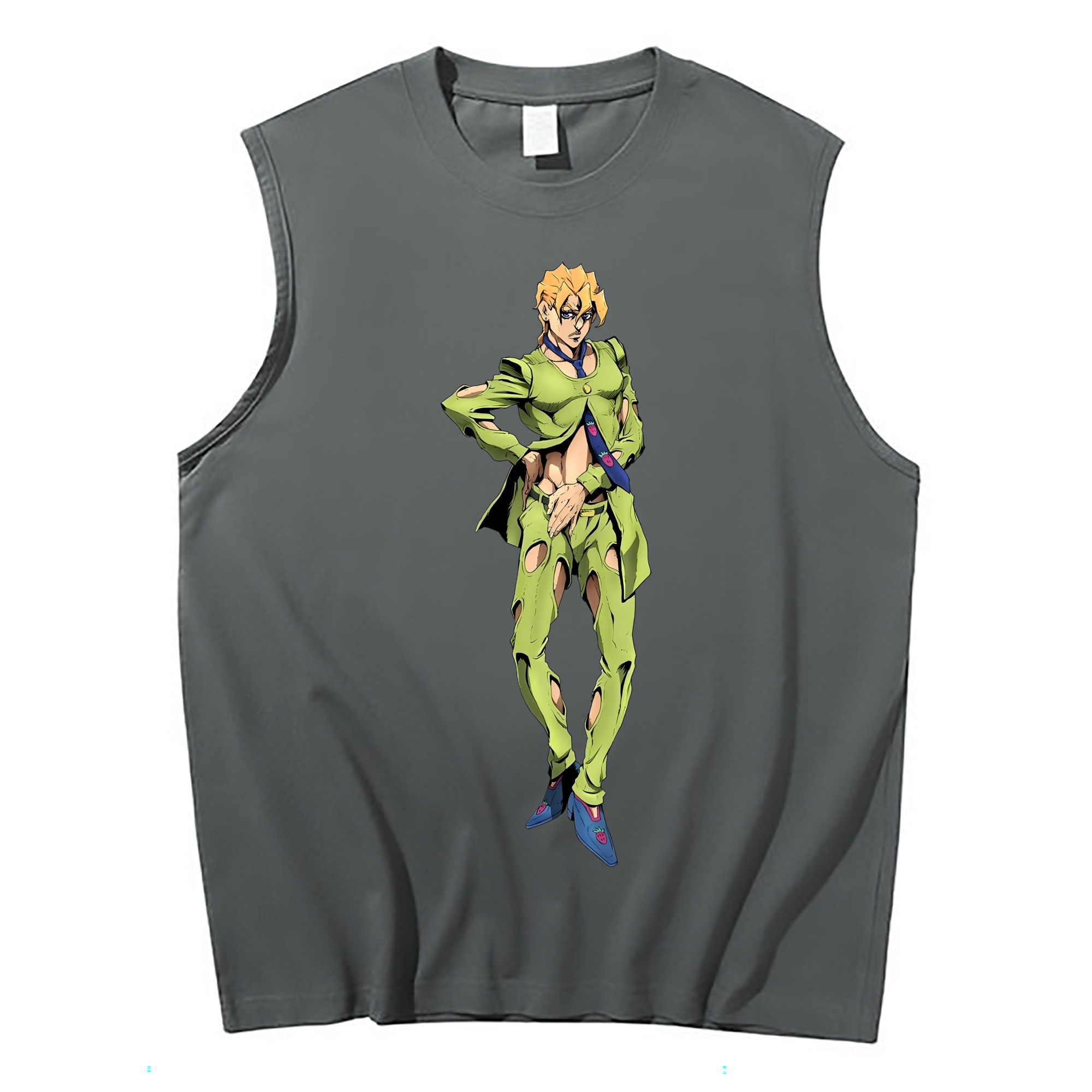 （画像用） ジョジョの奇妙な冒険 パンナコッタ?フー JoJo's Bizarre Adventure Pannacotta Fugo コットン100％タンクトップ（フロントプリント）